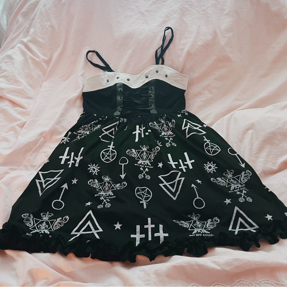 Sex Pot Revenge Harajuku Kawaii Punk Gothic Black and White Midi Dress